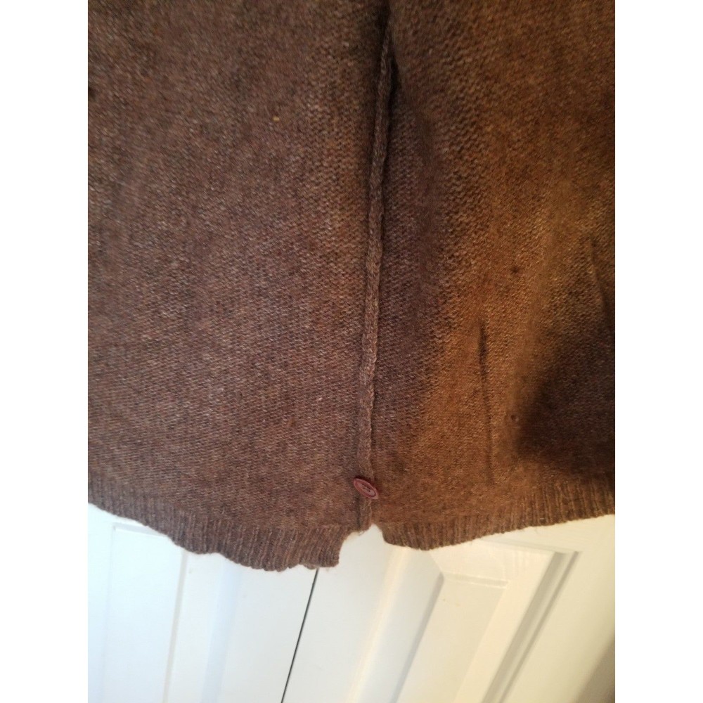 Vintage wool button cardigan sweater lambswool brown M khaite style - Picture 7 of 8